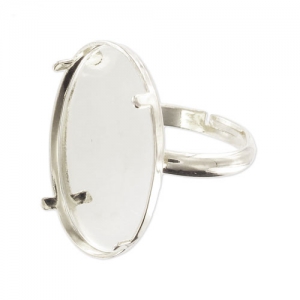 Ring for 25x18mm flat back cab Silver tone x1