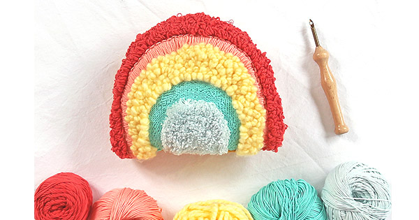 DIY Punch needle rainbow cushion DIY Punch needle rainbow cushion
