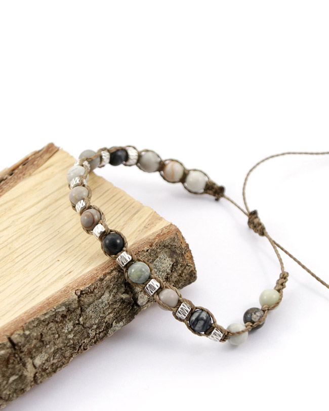 Macrame bracelet with gemstone beads sliding knot pinterest