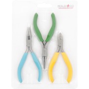 Kit of 3 Pliers professional quality for jewelry - Chain nose pliers, Cutting pliers, Round nose pliers