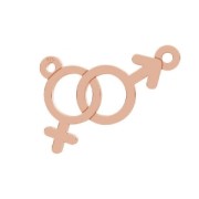 925 Sterling Silver spacer 2 loops symbol Girl/Boy 10.5x18.3 mm Rose Gold Tone x1