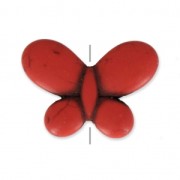 Bead Imitation howlite butterfly shape Bead 25x35 mm Red Coral x1