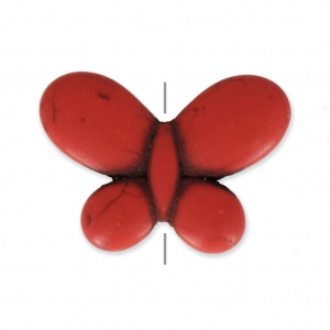 Bead Imitation howlite butterfly shape Bead 25x35 mm Red Coral x1