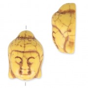 Bead Imitation howlite Bead buddha head shape 29.5x21 mm Yellow x1