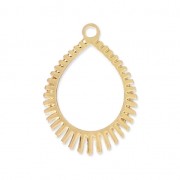 Laser cut drop shape pendants for jewelry creation 22x16 mm - Gold Tone x2