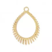 Laser cut drop shape pendants for jewelry creation 22x16 mm - Gold Tone x2