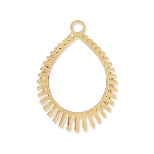 Laser cut drop shape pendants for jewelry creation 22x16 mm - Gold Tone x2