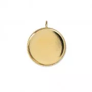 Pendant setting for flat back round cabochon 18 mm fine Gold plated x1