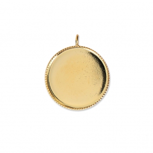 Pendant setting for flat back round cabochon 18 mm fine Gold plated x1