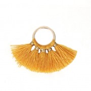 Small fan pendant with imitation cotton tassels 20x29 mm Mustard/Gold x1