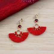 Small fan pendant with imitation cotton tassels 20x29 mm Mustard/Gold x1