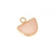 Half-moon charm with synthetic imitation gemstone 14 mm Strawberry/Gold Tone x1
