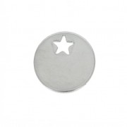Stainless steel 13 mm Round medal charm to engrave with a star-shaped hole x10