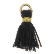 Imitation cotton tassel for DIY jewelry creation 12 mm Black / Golden Jumpring x1