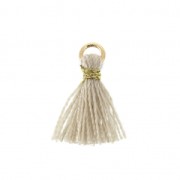 Imitation cotton tassel for DIY jewelry creation 12 mm Beige / Golden Jumpring x1