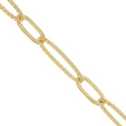 6mm Cable chain rectangular striated mesh chain - Gold Tone x50 cm