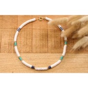 Heishi beads in polymer clay 6x1 mm forest green x39 cm