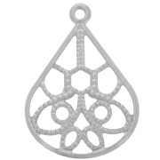 Stainless steel 304L thin drop pendant 20x15 mm for DIY jewelry creation x4