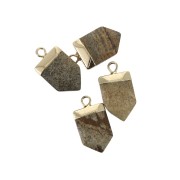 Mini pendant with a synthetic faceted gemstone 18 mm Jaspe / Gold Tone x1