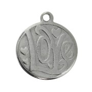 Sainless Steel Love charm 15x14 mm for DIY jewelry creation x1