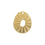 22x18mm Zamac pleated effect oval pendant - fine Gold plated x1