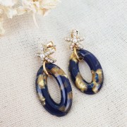 12mm Starfish Earstuds with imitation mother-of-pearl beads - White - fine Gold plated x2