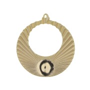 38x34mm Pleated effect hoop earring pendant for 10mm cabochon - Gold Plated x1