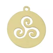 18x16mm Stainless steel medal / pendant - Triskel - Gold Tone x1
