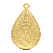 28x17mm Drop Pendant with epoxy resin - Fine Gold Plated - Red x1