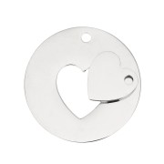 Stainless steel Separable heart pendant for couple or friends x1