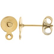 Disc earstuds 6 mm with closed ring - Stainless steel 304L Gold x2