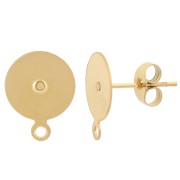Disc earstuds 10 mm with closed ring - Stainless steel 303L Gold x2