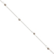 2mm 925 Sterling Silver Curb mesh Chain with faceted stones - Smoky Quartz x50cm