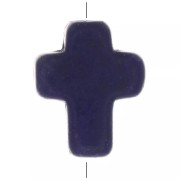10x8mm Cross bead - Dyed imitation Howlite - Dark blue x1