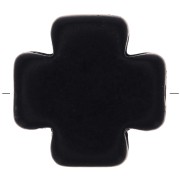 15mm Greek cross bead - Dyed imitation Howlite - Black x1