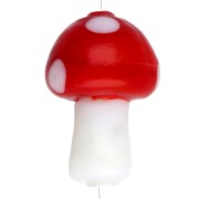 Glass mushroom bead 15x11 mm - polka dot pattern - Red - White x1