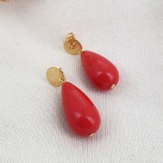26x14mm Opaque resin pear-shaped bead - Terracotta x1