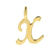 10mm alphabet letter Charm - italic font - X - 3 microns Gold Plated x1