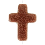 16.5x12mm imitation gemstone Cross bead - Sun Stone x1
