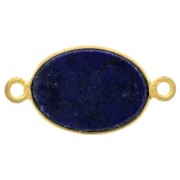 14x10mm 925 Sterling Silver Oval connector - Lapis lazuli - Fine Gold Plated x1