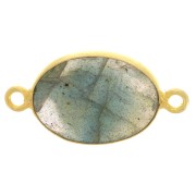 14x10mm 925 Sterling Silver Oval connector - Labradorite - Fine Gold Plated x1