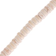 6x3mm Round heishi beads - dyed imitation Howlite - Cream x38cm