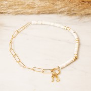 6x3mm Round heishi beads - dyed imitation Howlite - Cream x38cm