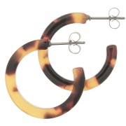 25mm Cellulose Acetate Hoop earrings - Tortoiseshell - Brown - Black x2