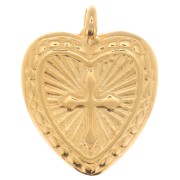 Heart charm with cross 16x14 mm - Fine Gold plated x1