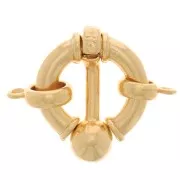Round clip clasp with closed ring - buoy style - 17mm - Gold plated x1