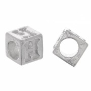 5mm 925 Sterling Silver alphabet letter cube bead with large hole - H x1