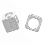 5mm 925 Sterling Silver alphabet letter cube bead with large hole - Q x1
