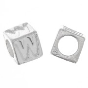 5mm 925 Sterling Silver alphabet letter cube bead with large hole - W x1
