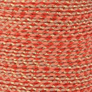 1.5mm Braided cotton cord and metallic thread - Red - Coral - Brown - Gold x1m